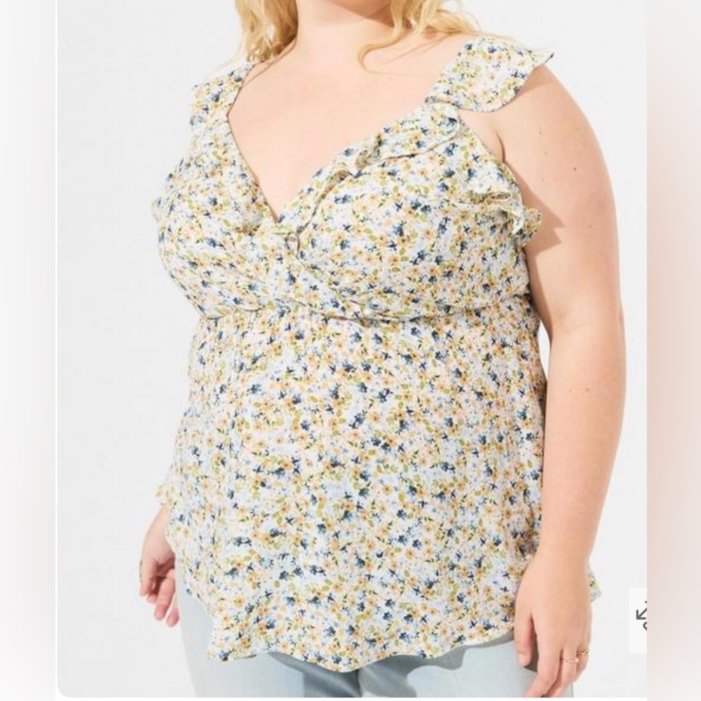 Torrid Peplum Georgette Ruffle Surplice Tank Top